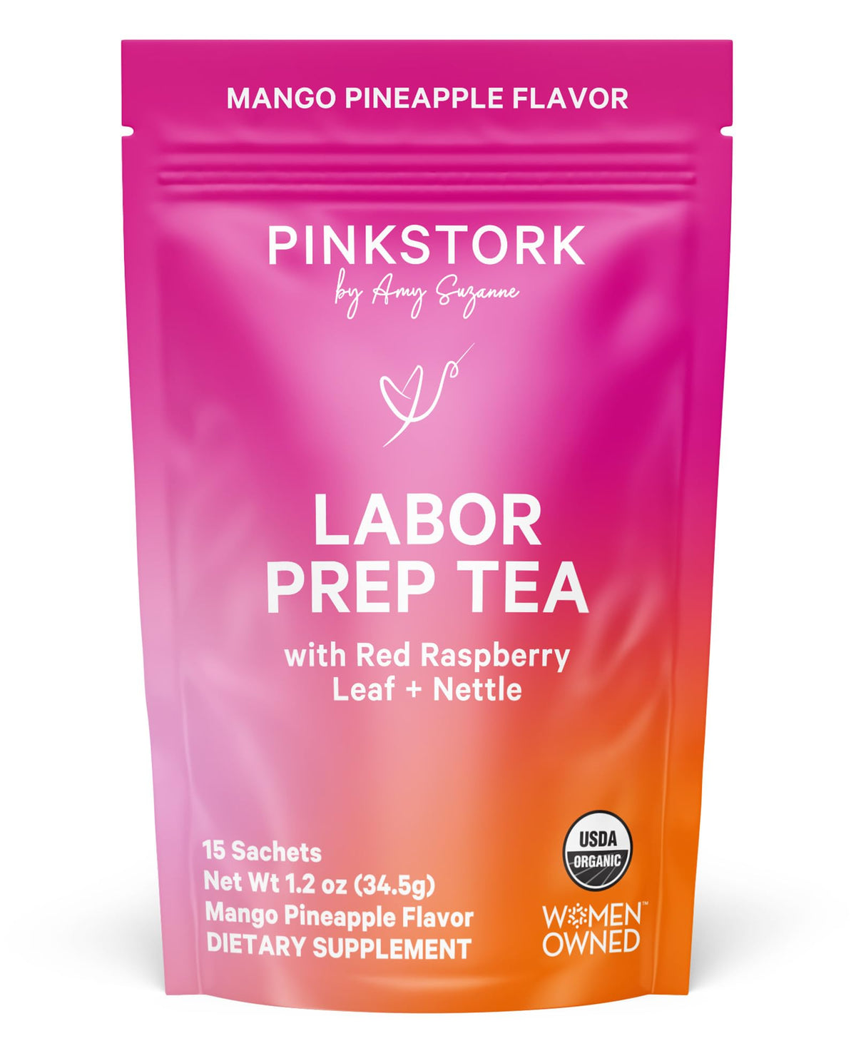 Pink Stork Organic Labor Prep Tea, Mango Pineapple, 30 Cups
