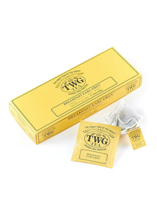 TWG Tea | Breakfast Earl Grey | Black Tea | Bergarmot | 15 Hand Sewn Cotton Teabags | Gift Set