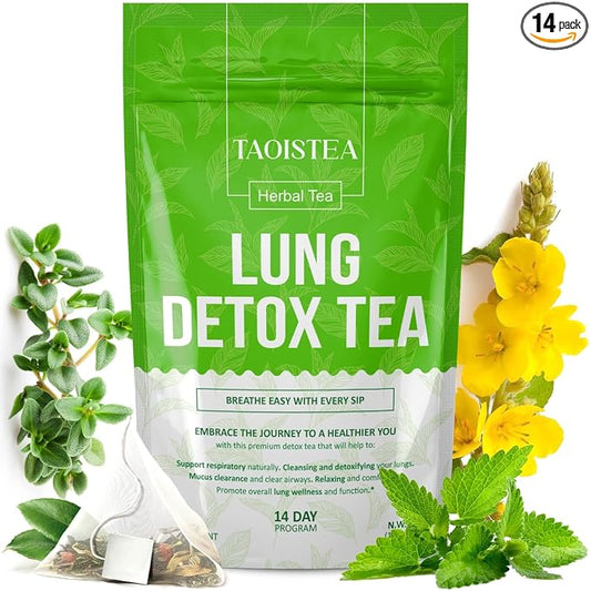 Herbal Tea - Mullein Tea Bags with Mullein Leaf, Lungwort, Eucalyptus, Thyme, Liquorice, Spearmint - 14 Tea Bags Natural Herbal Tea, Caffeine Free