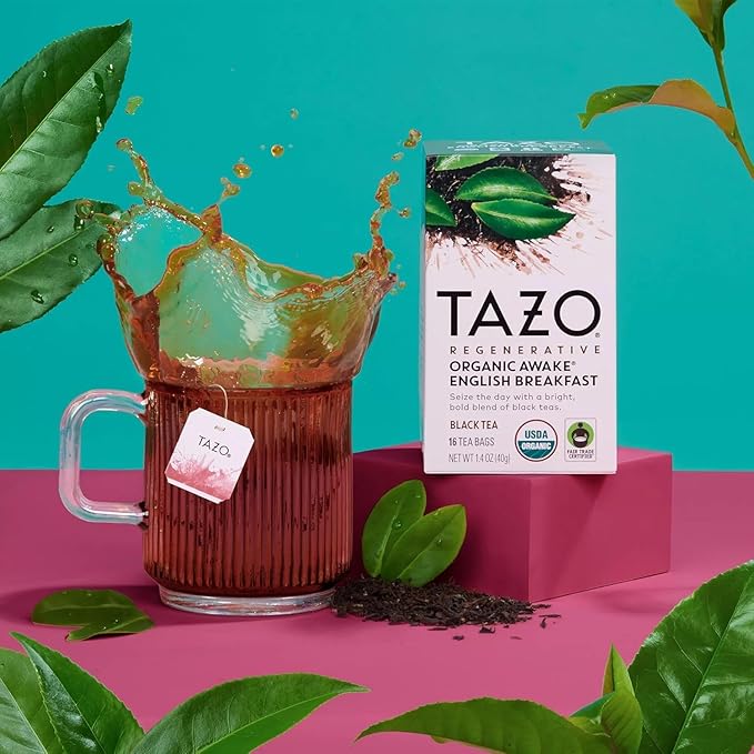 Tazo Awake English Breakfast & Chai Tea Bundle, 32 Tea Bags Total, Pack of 2