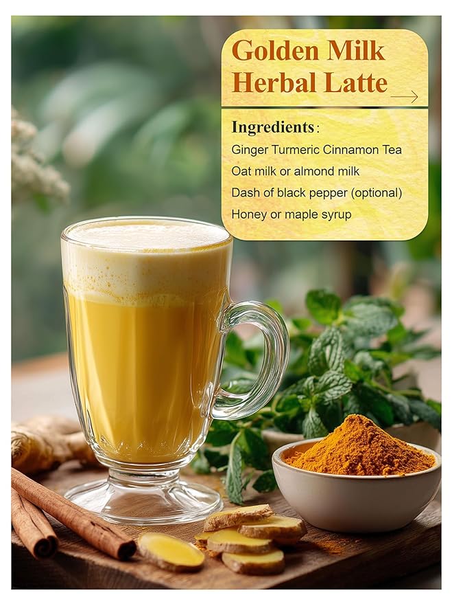 Loomica Turmeric Ginger Cinnamon Tea, Naturally Caffeine-Free, Warm & Spicy Herbal Blend, Rich & Aromatic
