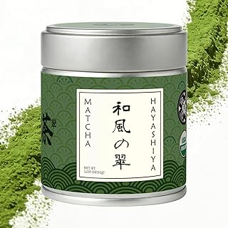 HAYASHIYA Matcha Powder Ceremonial Grade in Tin - Organic Japanese Green Tea from Kyoto 30g - First Harvest Stone-Ground for Lattes, Smoothies, Baking - Superfood Antioxidant Clean Energy Boost