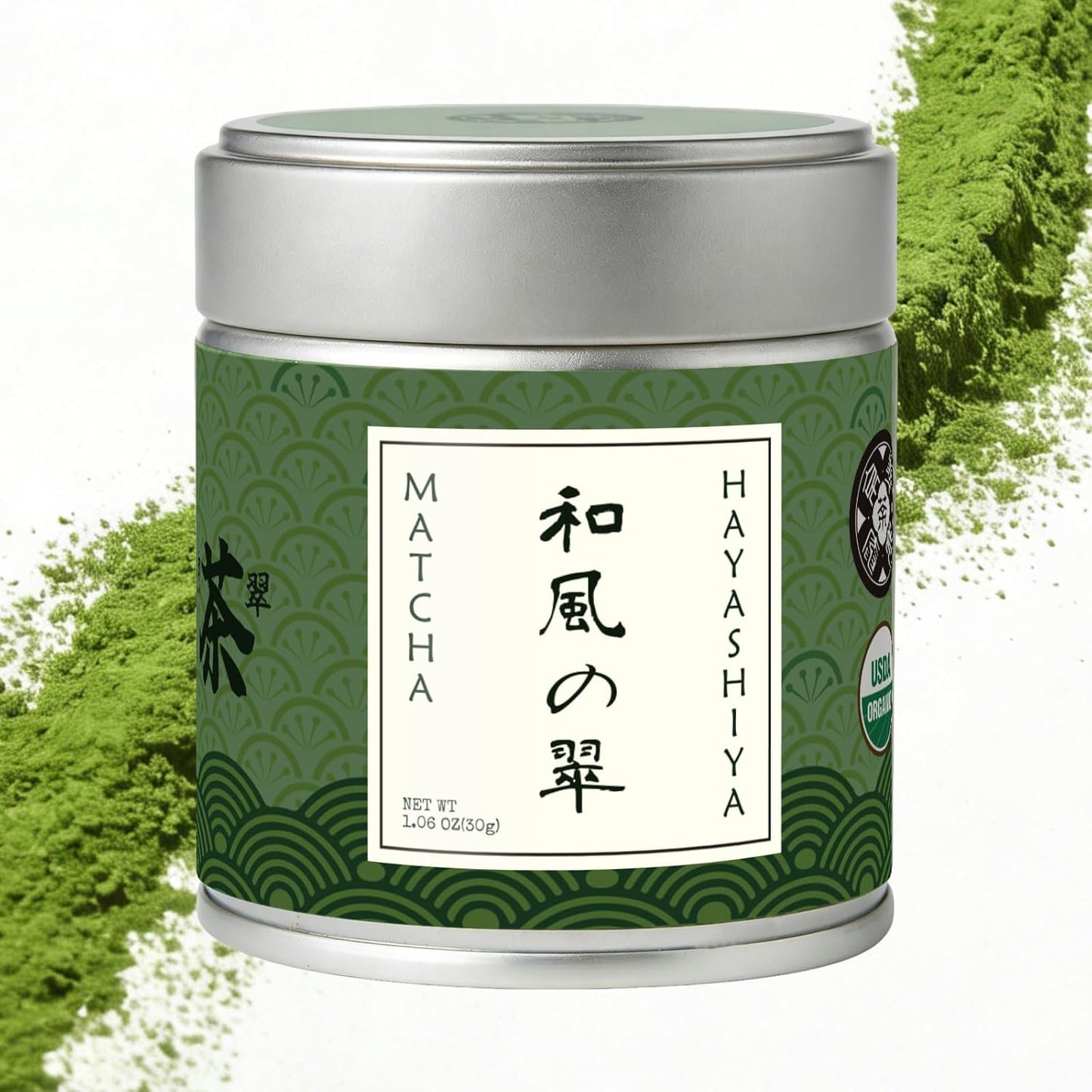 HAYASHIYA Matcha Powder Ceremonial Grade in Tin - Organic Japanese Green Tea from Kyoto 30g - First Harvest Stone-Ground for Lattes, Smoothies, Baking - Superfood Antioxidant Clean Energy Boost