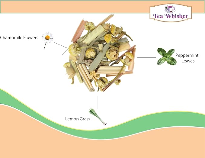 Tea Whisker - Summer Time | Minty Chamomile | Floral Herbal | Loose Leaf Tea | 4 Ounce Pouch | Serve Iced or Hot | Non-Caffeinated