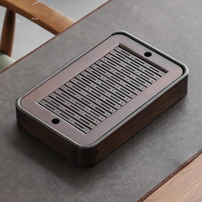 14in Bamboo Tea Tray Bamboo Chinese Gongfu Tea Tray Water Storage Bamboo Tea Table Vintage Tea Set(Large)