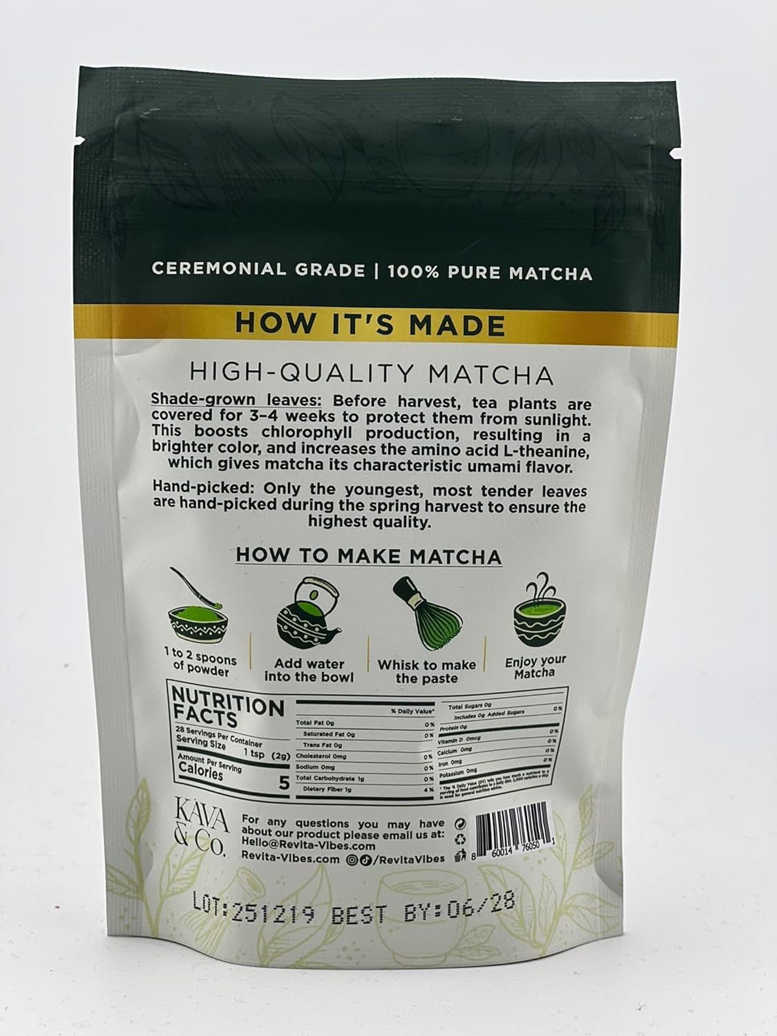 Kava and Co Ceremonial Matcha - Premium Japanese Green Tea - Authentic Stone Ground Matcha Powder - Shade Grown Leaves for Natural Energy - Jitter Free Antioxidant Superfood for Lattes and Smoothies