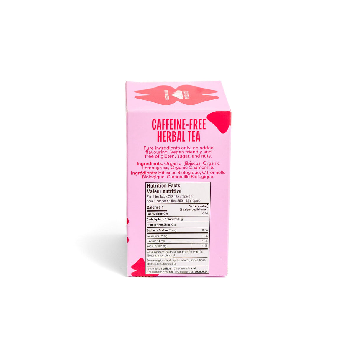 JusTea HIBISCUS GLOW Herbal Plastic-Free Tea Bags, 16 Cups, Caffeine-Free
