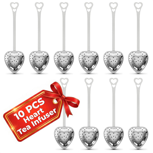 KETAR 10 Pcs Heart Tea Infuser, 5.52 In, Stainless Steel Steeper