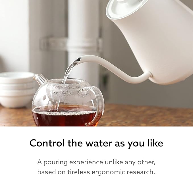 BALMUDA The Kettle | Electric Gooseneck Kettle | Lightweight | Stainless Steel | 0.6L (20fl oz) Capacity | Neon Light Indicator | Perfect for Tea and Coffee | US Version | White