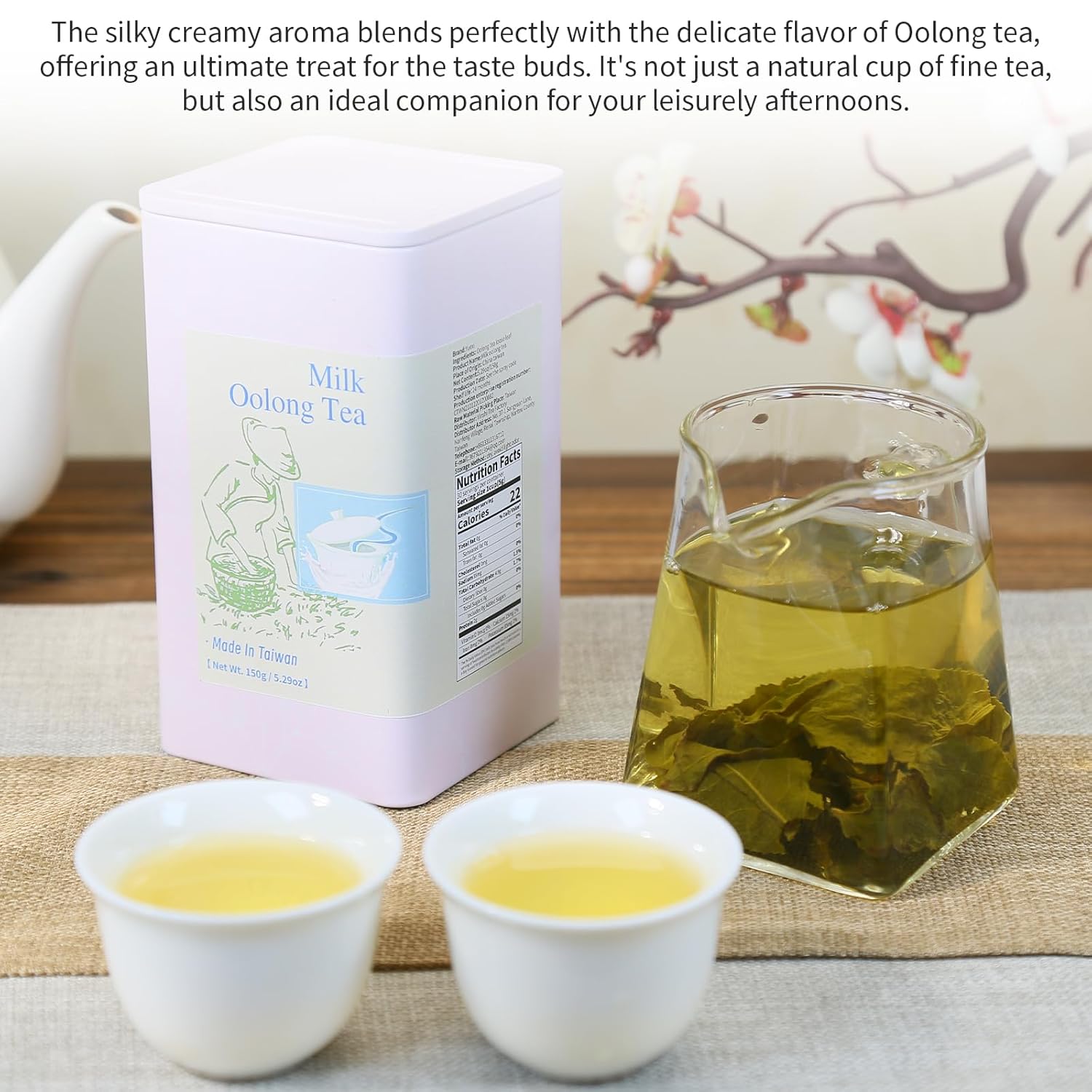 Yuexi Milk Oolong Tea Loose Leaf Taiwan High Mountain Oolong Tea Authentic Taiwanese Jinxuan Tea 5.3oz/150g Taiwan Tea Taiwan Gaoshan Ulong Naturally Milky Cream Aroma 奶香乌龙 台湾茶 台湾乌龙茶