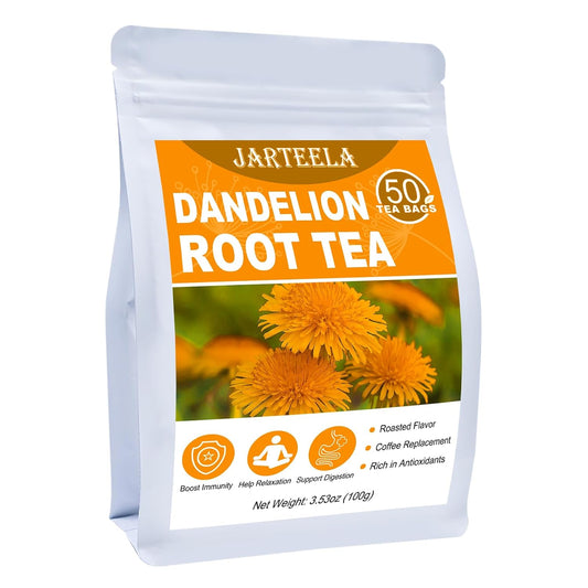 Jarteela - Roasted Dandelion Root Tea, 50 Count, Dried Dandelion Tea | 100% roasted dandelion root, caffeine-free &amp; Non-GMO. Smooth roasted flavor, perfect for hot or iced daily brewing