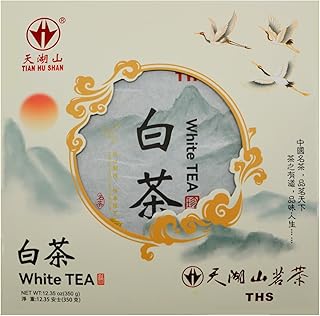 TIAN HU SHAN White Tea Cake, Premium White Peony Tea 12.35oz / 350g, Smooth & Fresh Taste Low Caffeine Chinese Tea