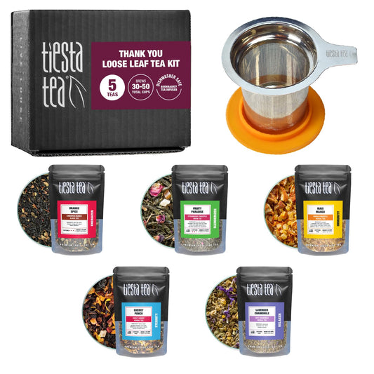 Tiesta Tea - Thank You Loose Leaf Tea Kit, Up to 50 Cups, High to No Caffeine, Hot & Iced, Tea Variety Pack with Green, Herbal, & Black