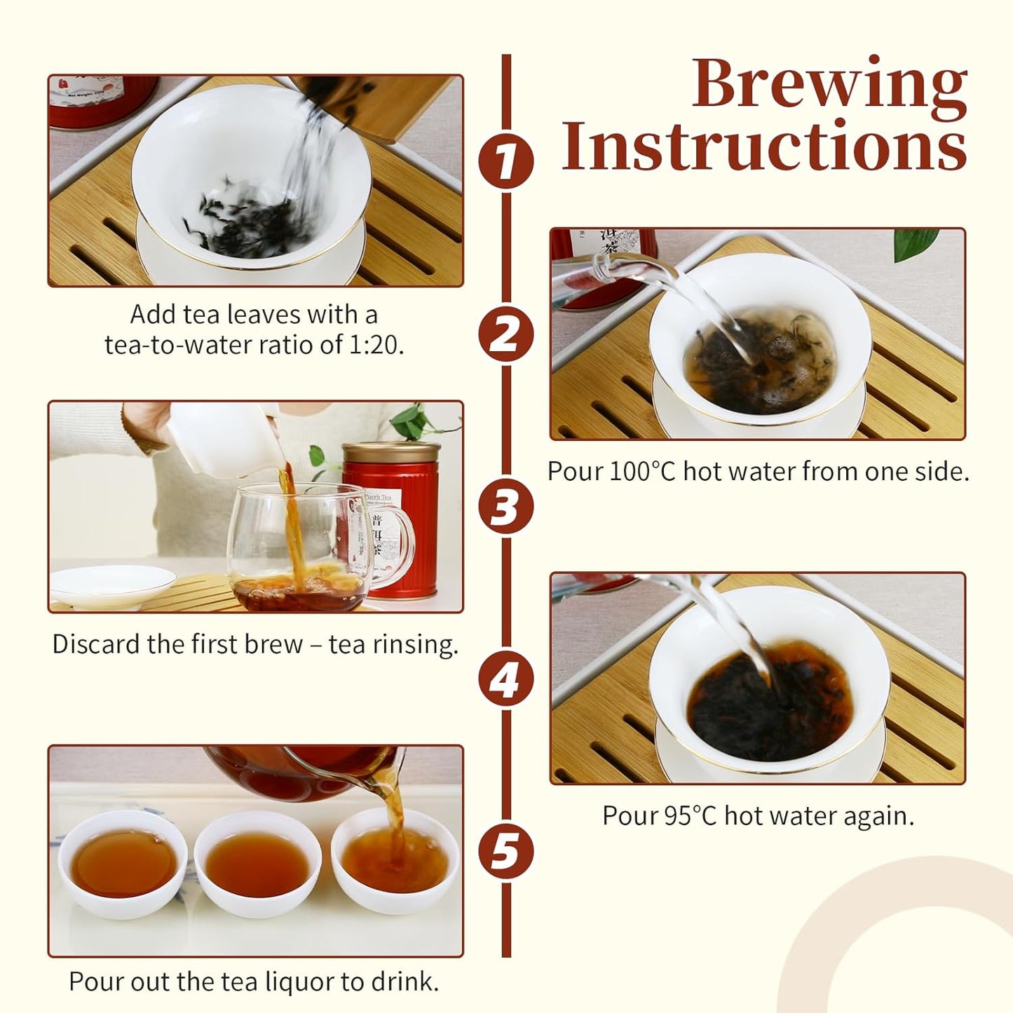 CHADUO Puerh Tea Loose Leaf Aged 5 Years Premium Yunnan Pu erh Ripe Puer Tea 7.05oz/200g Royal-Grade Aged Aroma & Jujube Fragrance 普洱茶 普洱散茶 宫廷普洱茶 云南勐海