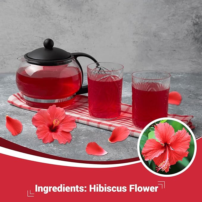 Hibiscus Tea Bags, Hibiscus Flower Herbal Tea - Rich in Vitamin C, Caffeine Free,Sugar Free, 100 Teabags