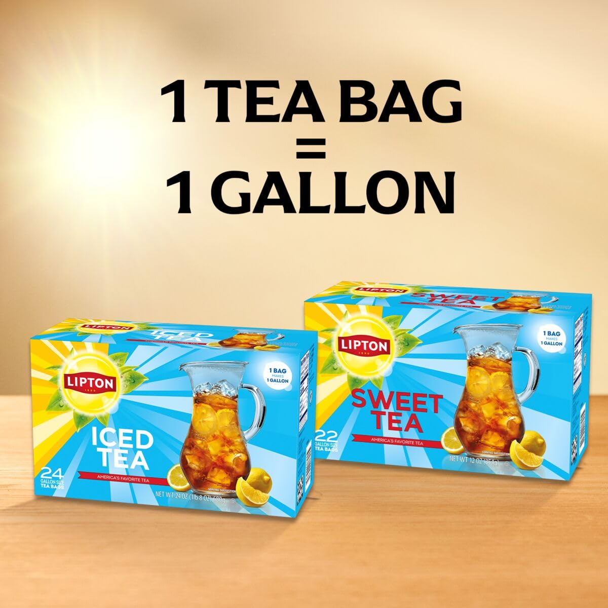 Lipton Black Tea Bags, 48 Count, Gallon Size Unsweetened Iced Tea