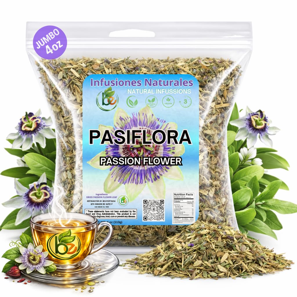 Pasiflora Herbal Tea – 4 oz (113 g) – Passionflower Loose Leaf Blend – Traditional Herbal Infusion – 100% Natural, Wildcrafted, Caffeine-Free, Vegan, Non-GMO – by BexpertsUSA