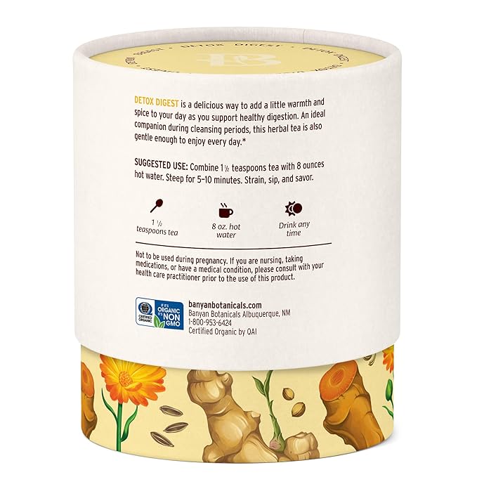 Banyan Botanicals Organic Detox Digest CCF Tea, 2 oz - Herbal Loose Leaf Tea with Turmeric & Ginger for Digestion & Cleansing - Non-GMO