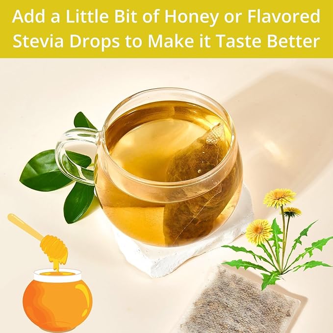 55 Dandelion Tea Bags, 3g/Bags 5.82oz, VitalForest Natural Dandelion Leaf and Root Tea, Dried Dandelion Root Tea Leaves, Caffeine Free