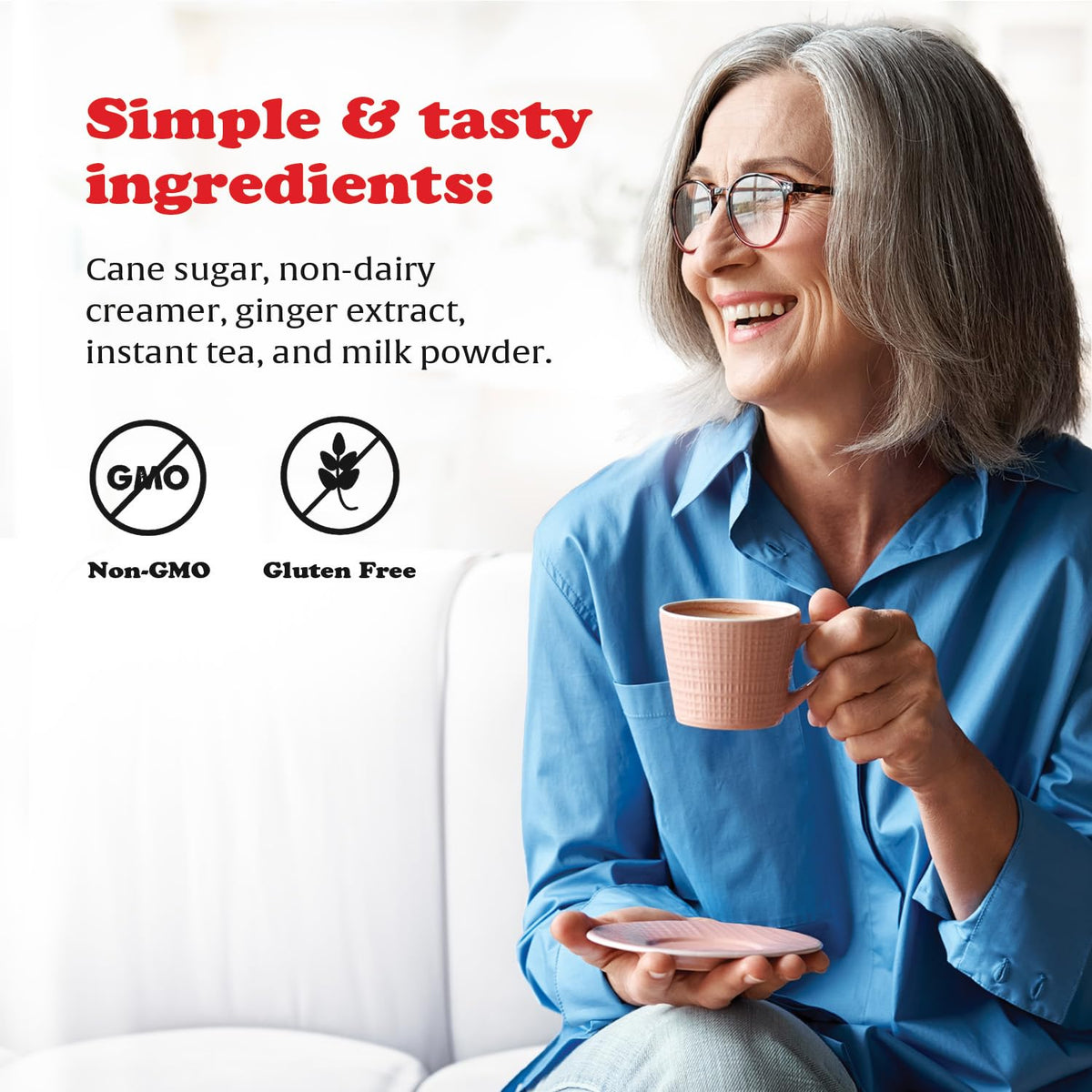 Pocas Ginger Latte Instant Tea 2-Pack, Ginger Extract Blended with Non-Dairy Creamer, Pure Cane Sugar, and Real Milk, 20 Packets per Box