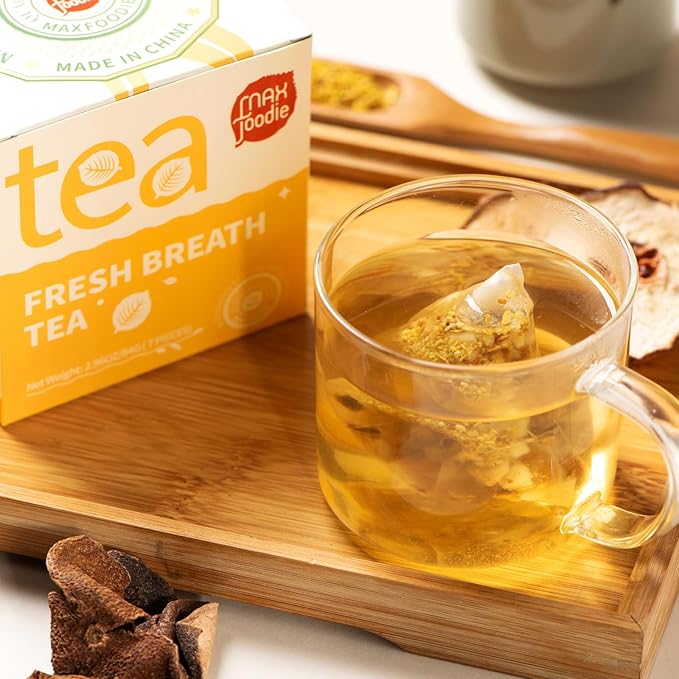 MAX Foodie Fresh Breath & Hydration Boost Herbal Tea – Osmanthus, Figs, Pear & Tangerine Peel, 7 Tea Bags (70g, 10g/bag)