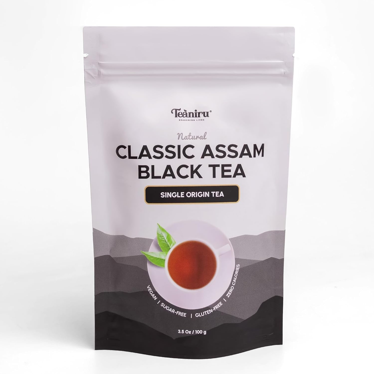 Teaniru, Classic Assam Black Tea - 3.5 oz | Bold Assam Tea - Malty & Rich | Single Origin - Vegan, Gluten-free & Zero Calories | 40+ Servings