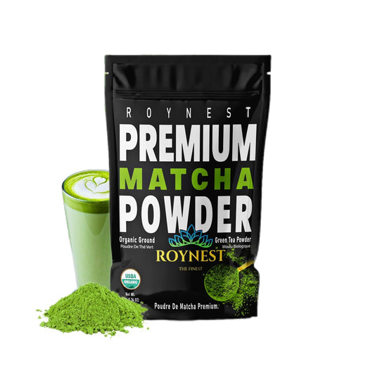 Roynest Premium Certified Organic Matcha Powder – 100% Pure Matcha for Iced Lattes, Smoothies, Cold Drinks & Baking - Clean Energy, Vegan, Non-GMO,- 50g Resealable Pouch