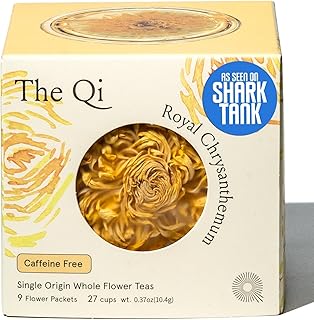 The-Qi Royal Chrysanthemum Blooming Flower Tea – The Qi 9 Pcs Whole Chrysanthemum Flowers – 100% All Natural Blooming Tea Gift Set for Inner Calm & Relaxation, Caffeine-free – Makes 27 Cups