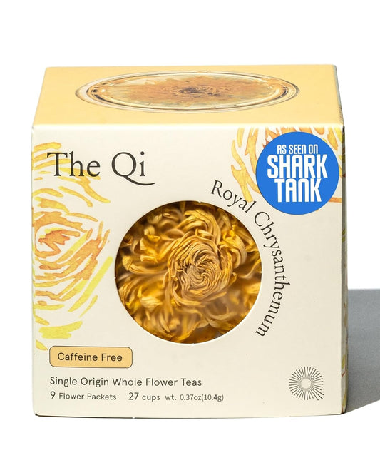 The-Qi Royal Chrysanthemum Blooming Flower Tea – The Qi 9 Pcs Whole Chrysanthemum Flowers – 100% All Natural Blooming Tea Gift Set for Inner Calm & Relaxation, Caffeine-free – Makes 27 Cups