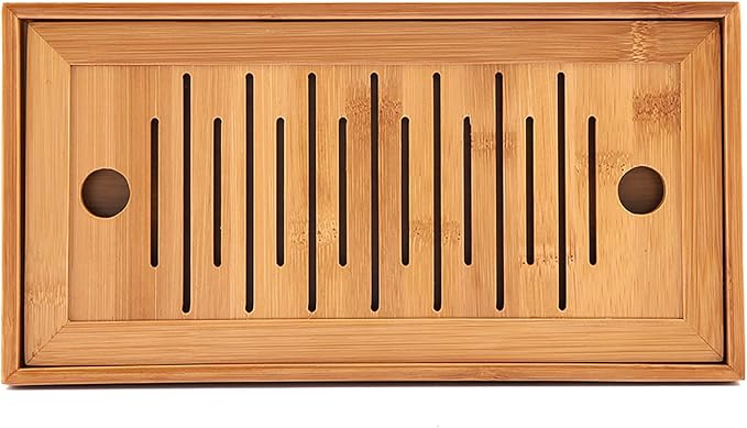 Wooden Tea Tray, 10.6 Inch Chinese Kung Fu Tea Tray Gongfu Tea Table with Water Storage Box Household Filter Tea Serving Tray for Home Office Table