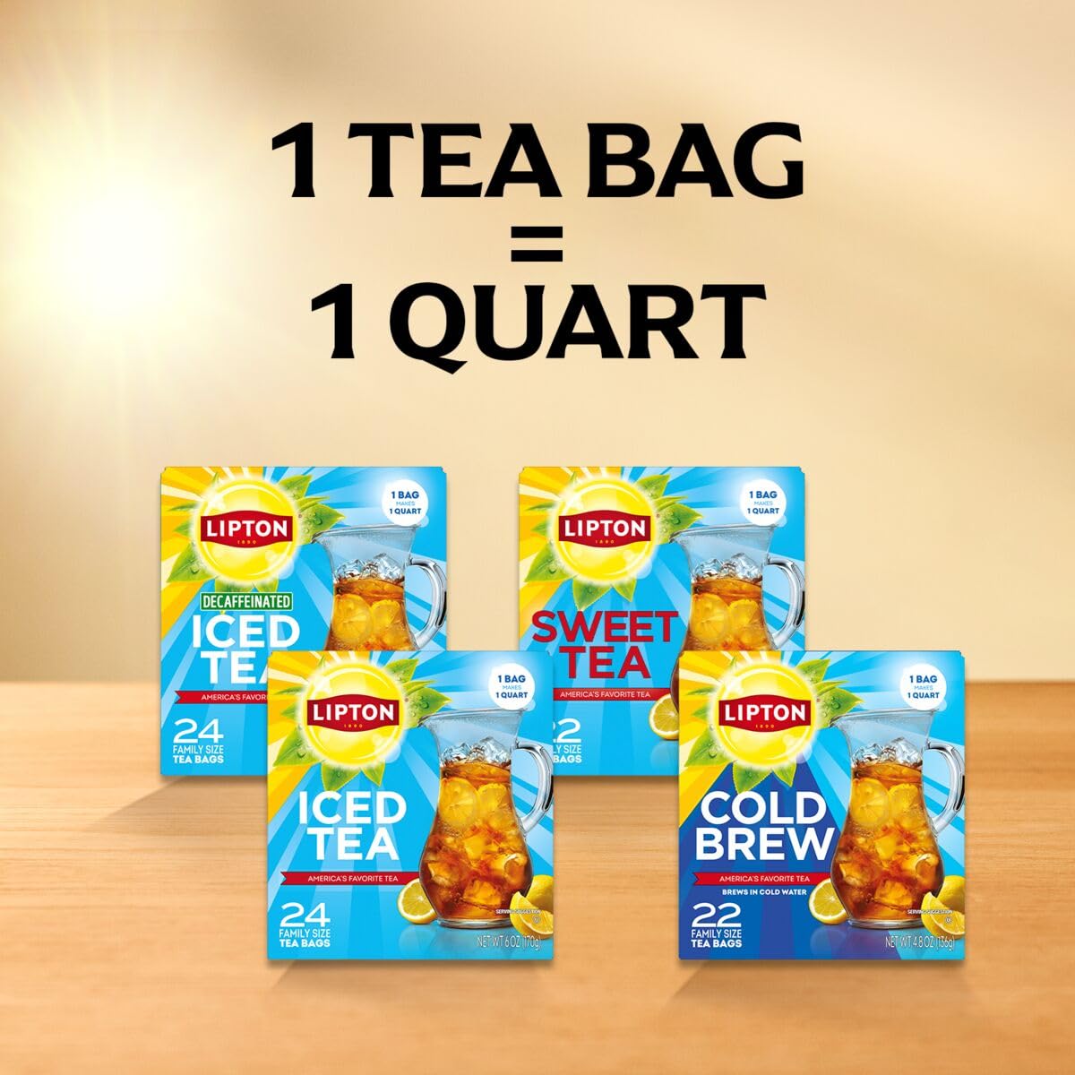 Lipton Decaf Cold Brew Black Tea Bags, Family Size, 22 Count