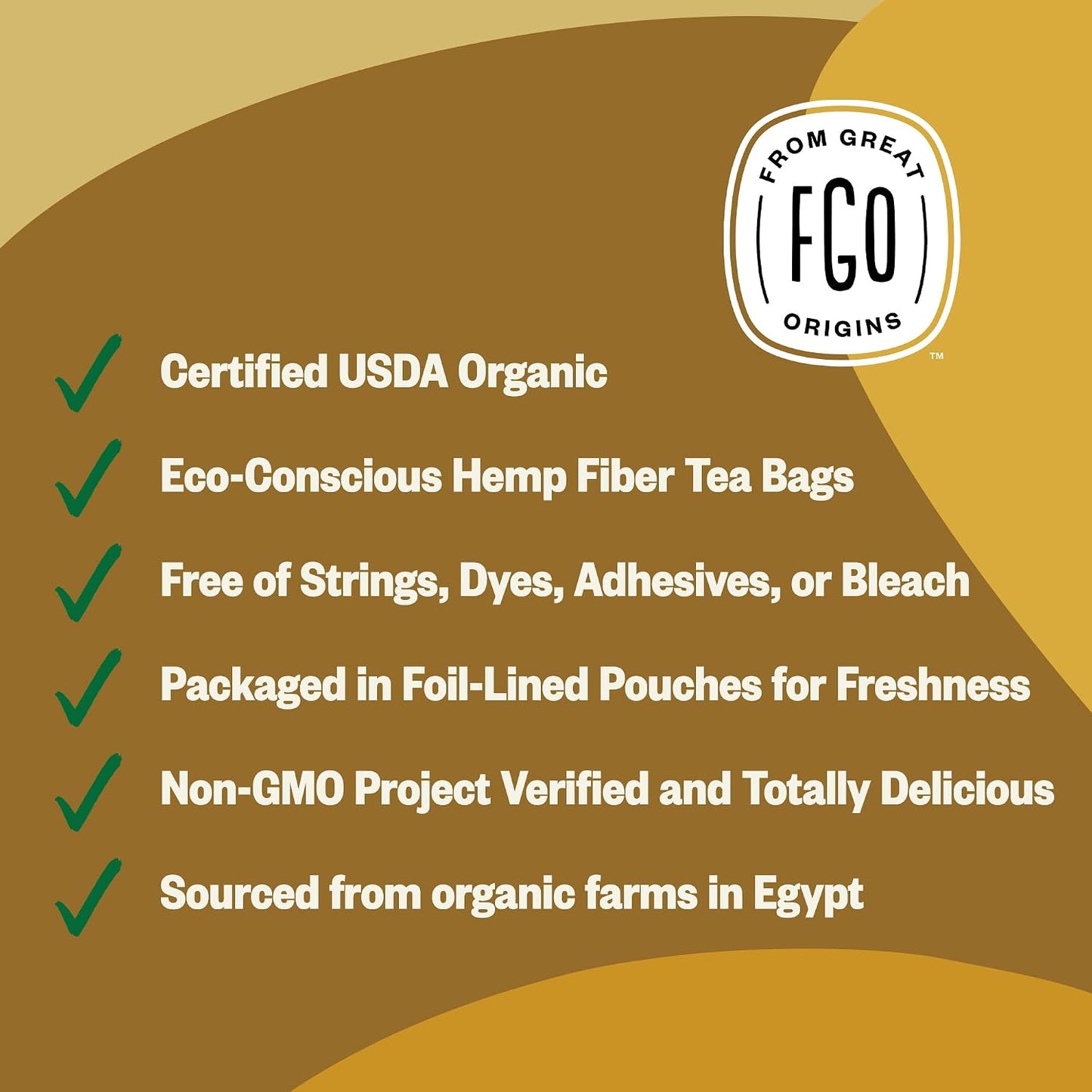 FGO Organic Chamomile Tea, 40 Count, Eco-Conscious Tea Bags, Resealable Bag (Pack of 1)