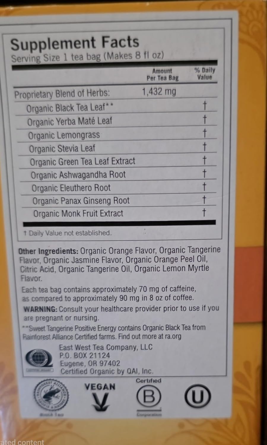 Yogi Tea,16 Tea Bags (Sweet Tangerine Positive Energy, 1 Pack)