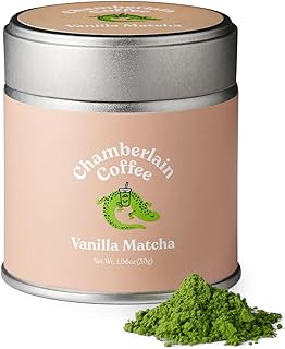 Chamberlain Coffee Vanilla Matcha Powder - Ceremonial Grade Matcha Powder w/Madagascar Vanilla, First Harvest, Gluten-Free Flavor for Hot & Iced Drinks, Premium Organic Ingredients - (30g / 1.06 oz)