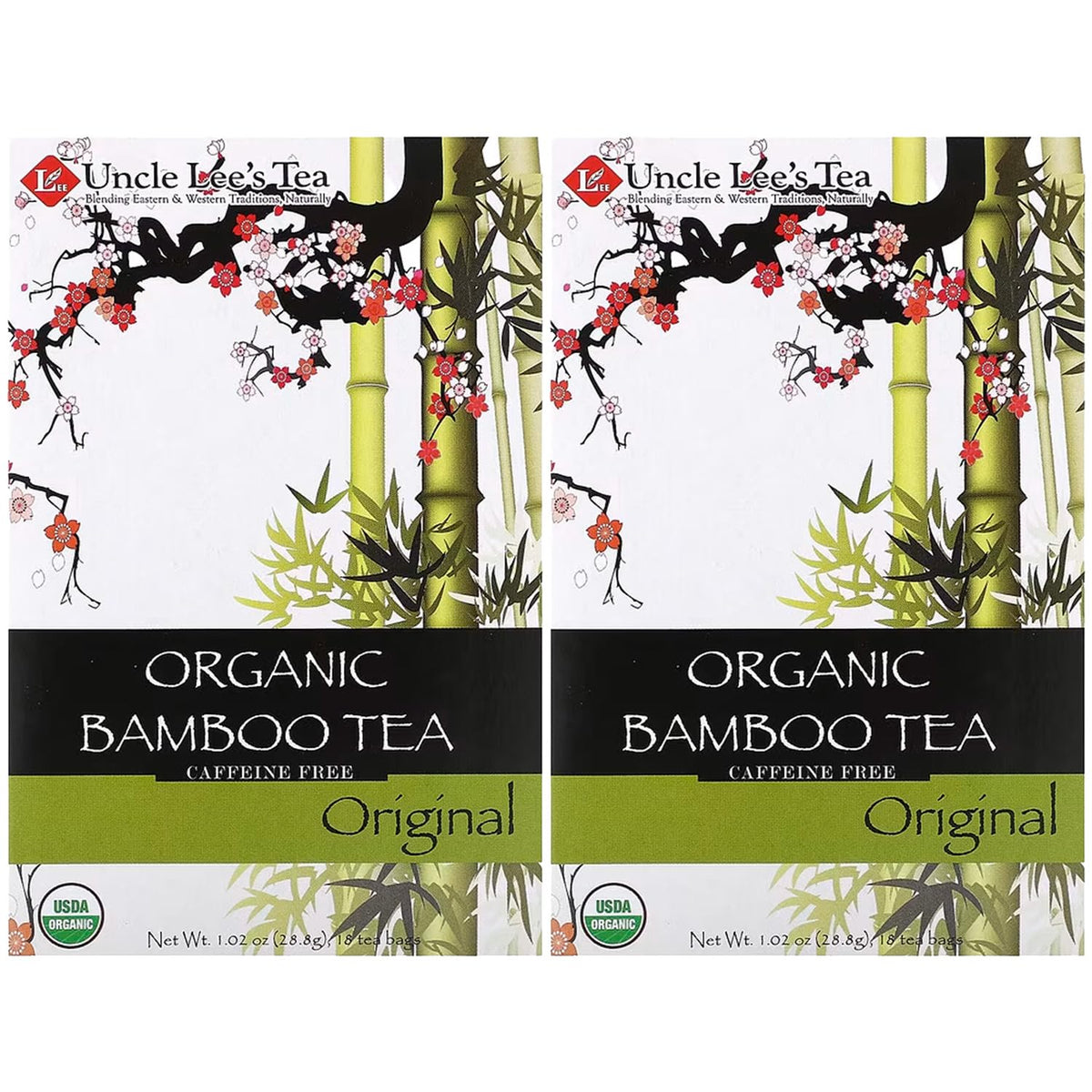 Uncle Lee's Tea Uncle Lee's Organic Tea, Bamboo 2-Pack – Delicate & Refreshing Brew, Naturally Caffeine Free, Great for Hair
