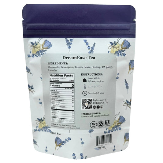 Deer Soul DreamEase Herbal Tea Blend with Chamomile, Lemongrass, Passion Flower, Skullcap, California Poppy &amp; Lavender | Organic Ingredients | Loose Leaf Tea 1.5oz