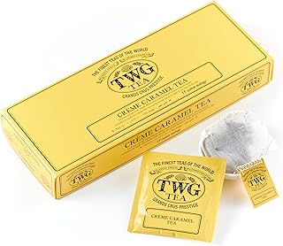 TWG Tea | Crème Caramel Tea | Rooibos Tea | Caramel & Theine-Free | 15 Hand Sewn Cotton Teabags | Gift Set