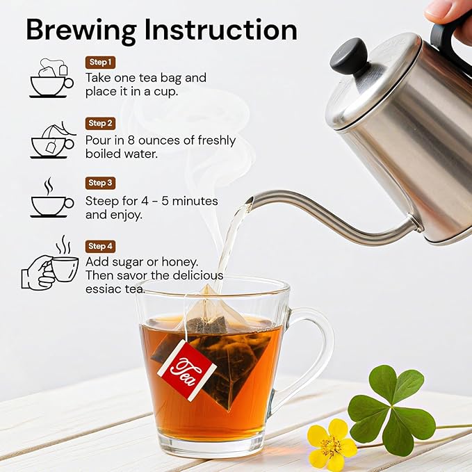 Essiac Tea, Premium Essiac Wellness Herbal Tea Bags with Slippery Elm Bark, Caffeine Free-50Count (Pack of 1)