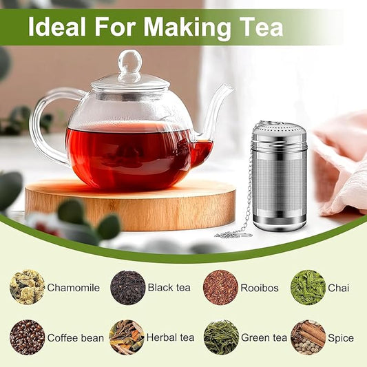 2pcs Tea Infuser, 304 Stainless Steel Tea Strainers for Loose Tea, Loose Leaf Tea Steeper, Fine Mesh Tea Ball holder with Chain Hook and Lid