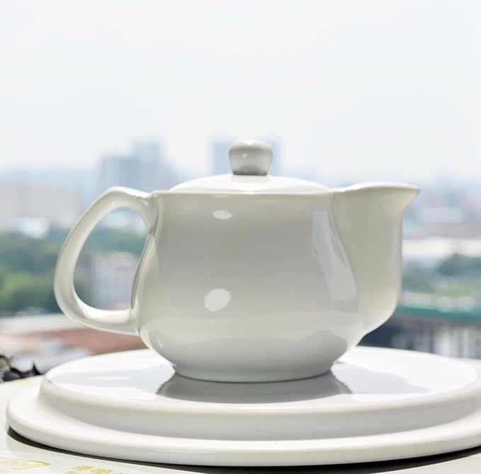 Porcelain Teapot, 9oz Small Tea Pot with Stainless Steel Filter Classical Chinese Tea Pots (White)