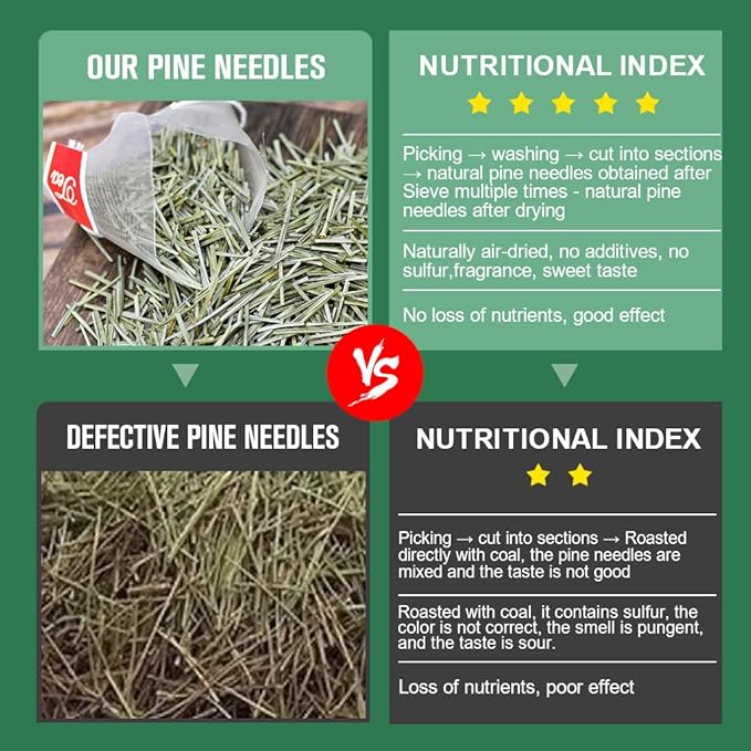 Organic Dried Pine Needle Tea Bags - Pine Needle Herbal Tea for Immune Support & Antioxidant, Caffeine Free, Natural Suramin, 30 Tea bags