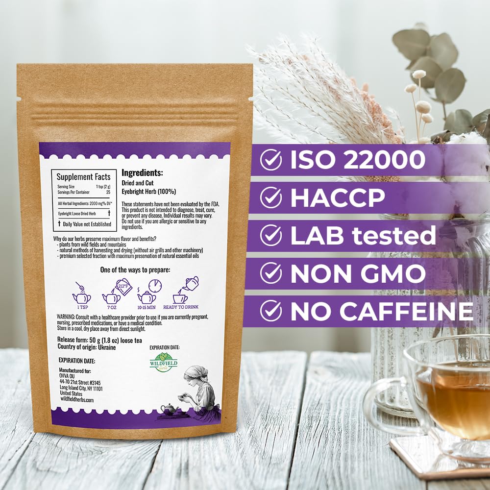 1.8 oz. Eyebright Herb Herbal Tea (Euphrasia Officinalis) - Dried Eyebright Herb Tea Hierba De Miramel