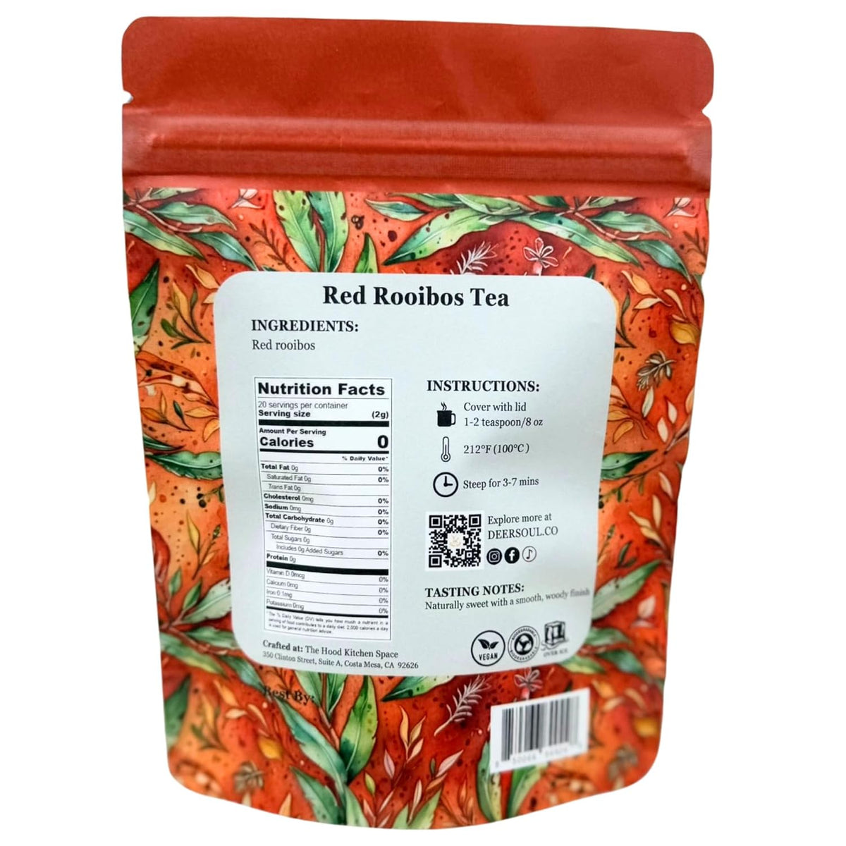 Deer Soul Red Rooibos Herbal Tea | Earthy Loose Leaf Rooibos Tea, Caffeine Free Botanical Brew, 1.5 oz