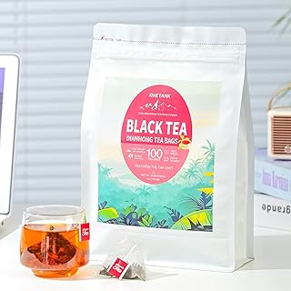 XIHETANK Black Tea Bags - 100 Count Individually Wrapped for Fresh & Smooth Taste. Ancient Tree Chinese Black Tea for Hot or Iced Brewing. Bulk Sweetness & 100% Natural Breakfast Tea Bags.