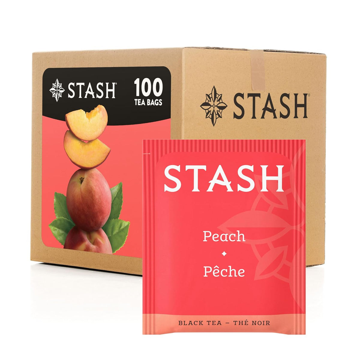 Stash Tea Peach Black Tea, Box of 100 Tea Bags