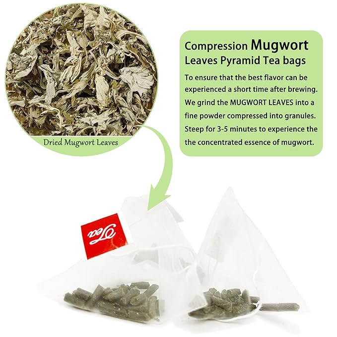 TZTZBOM Mugwort Tea Bags, Mugwort leaves 20 Teabags, 2g/bag, Caffeine Free, Natural Herbal Tea