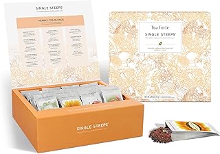 Tea Forte Single Steeps Loose Leaf Tea Sampler Tea Chest, Assorted Variety Tea Box, 28 Single Serve Pouches, Gifts for Mom, Herbal Tea