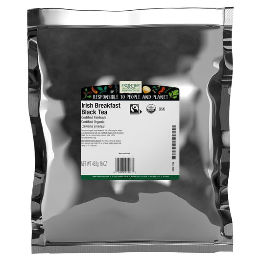 Frontier Co-op Certified Organic Fair Trade Irish Breakfast Tea, 1-Pound Bulk, Rustic, Warm & Bold Black Tea, Kosher