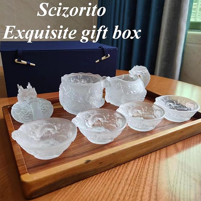 Chinese Gongfu Tea Set Gift Box, Tradition Pure Hand Firing, Chinese Dragon Shape, Suitable for Office, Home, Gift in Mother's Day