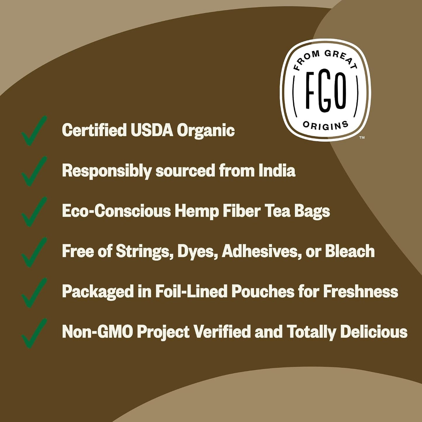 FGO Organic Ashwagandha Tea, 100 Count, Eco-Conscious Tea Bags, Resealable Bag, Packaging May Vary (Pack of 1)
